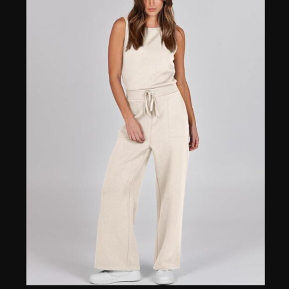 Source Unknown Pants - Women's Ivory Casual Sleeveless Wide Leg One Piece Jumpsuit Size Small NWOT